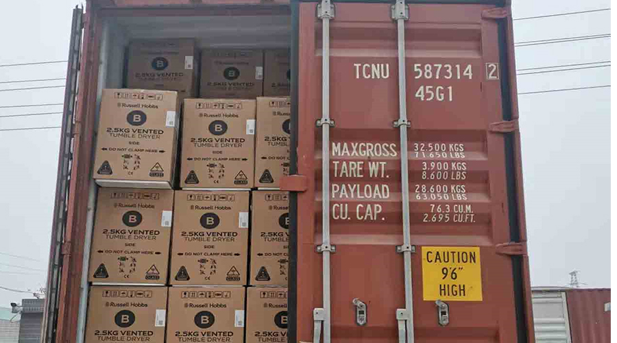 年底沖刺！順利完成英國Russell hobbs客戶的滾筒干衣機出貨