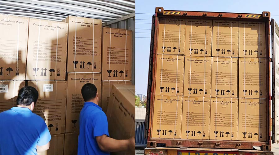 客戶Equator滾筒衣服烘干機(jī)快速裝柜完畢  蓄勢待發(fā)！